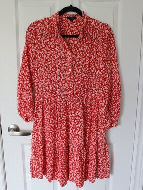 JCrew Red Floral Dress